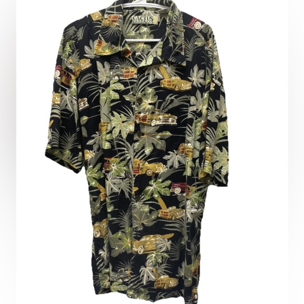 Cactus Clothing men's button shirt XXL short sleeve Hawaiian cars beachy